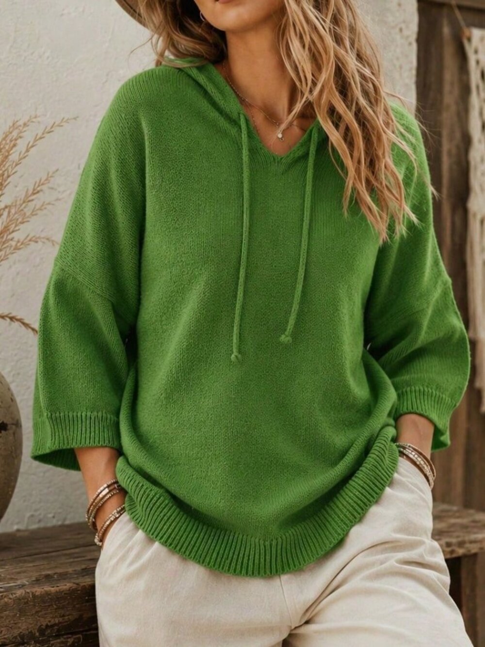 Green Casual Women's Regular Drawstring Pullovers